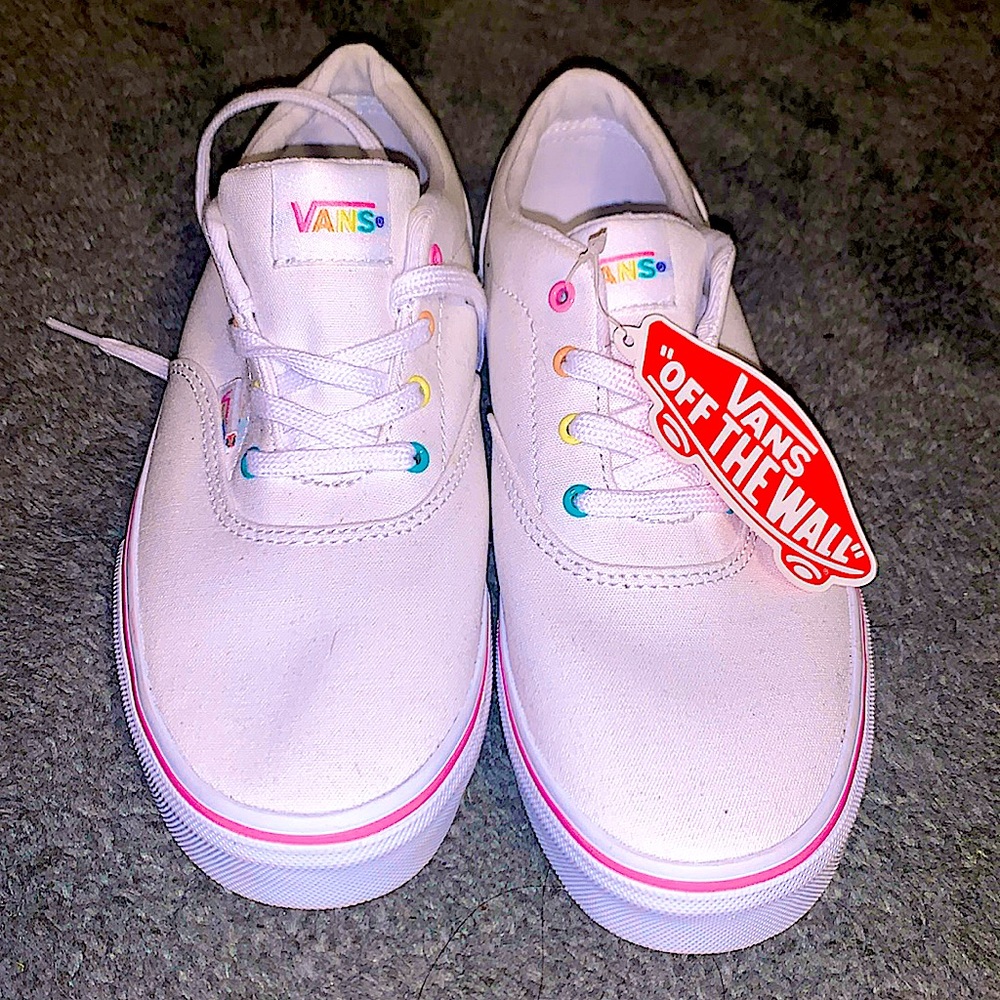 White Vans With Colored Accents - Picture 1 of 2